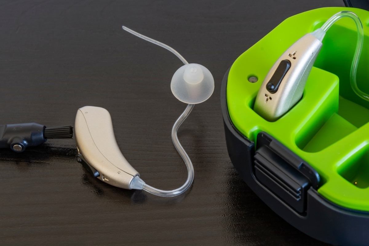 image of hearing aids on a table